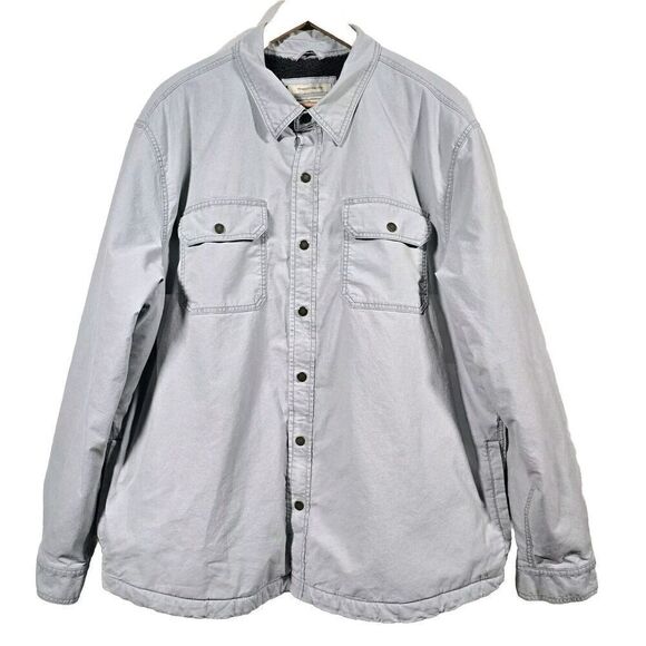L.L. Bean Other - LL Bean‎ Sherpa Lined Jacket Chore Coat Mens XL Stone Gray Snap Pockets Barn